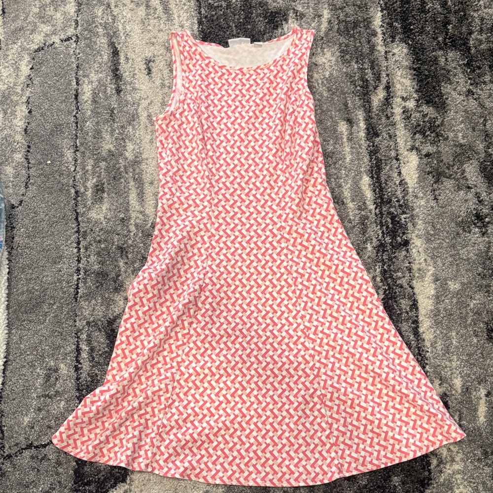 New York & Company Pink and White Geometric Midi Dress